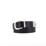 Black 1 1/2" 3 Part Buckle Leather Belt
