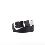 Black 1 1/2" 3 Part Buckle Leather Belt