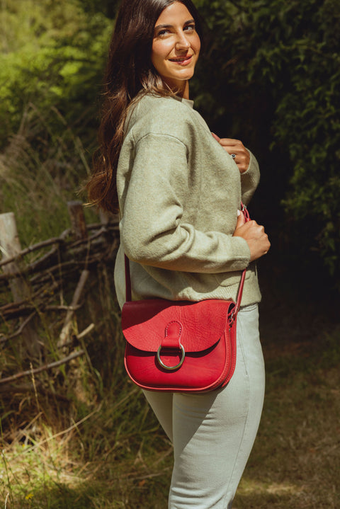 Mini-Belle Burgundy Leather Crossbody Bag