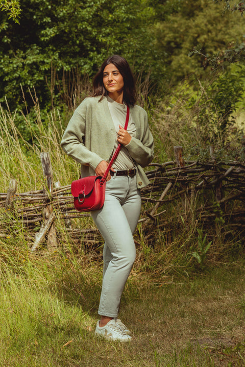 Mini-Belle Burgundy Leather Crossbody Bag