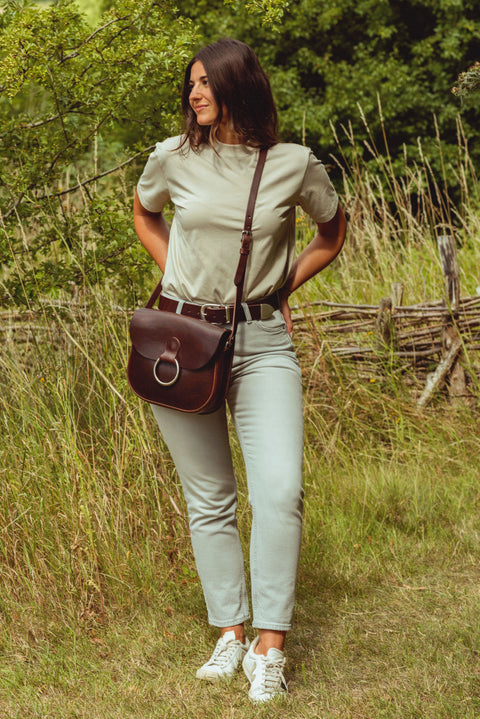Belle Brown Leather Crossbody Bag