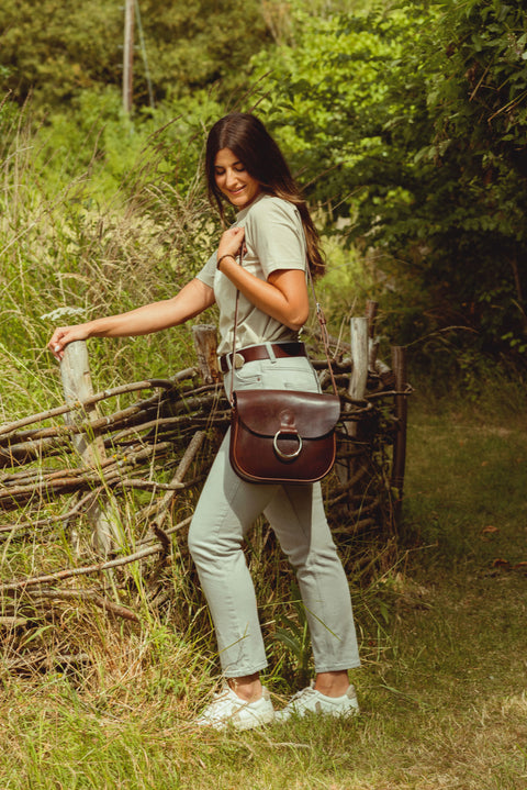 Belle Brown Leather Crossbody Bag