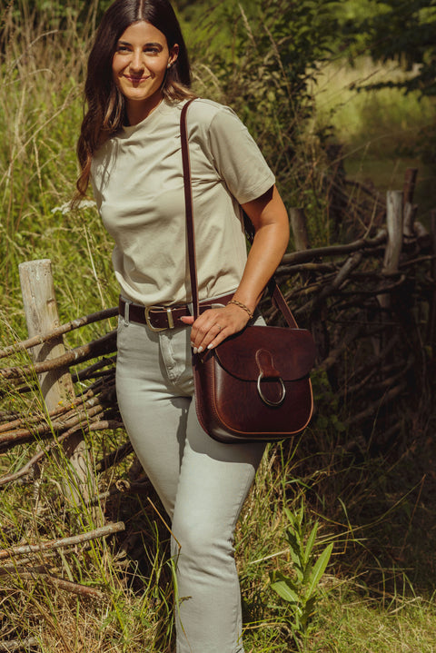 Belle Brown Leather Crossbody Bag