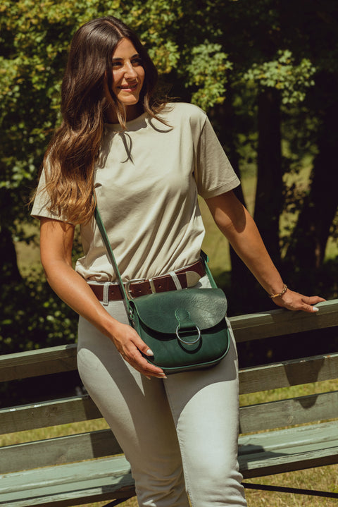 Mini-Belle Green Leather Crossbody Bag