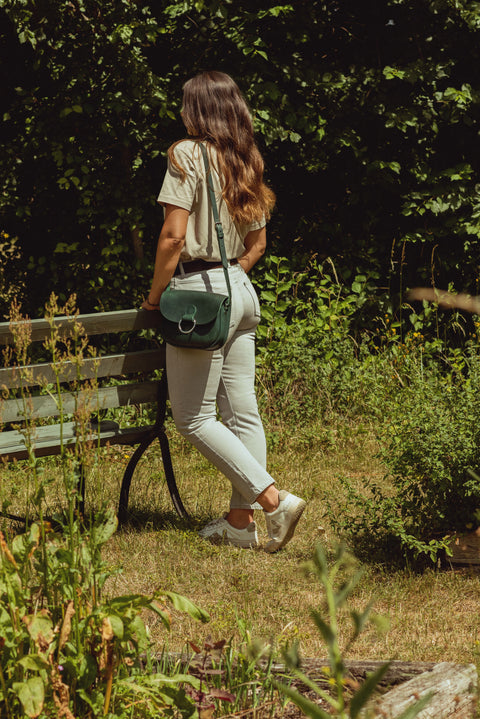 Mini-Belle Green Leather Crossbody Bag
