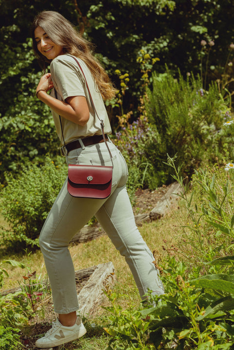 Burgundy Leather Shoulder Bag - Chroma