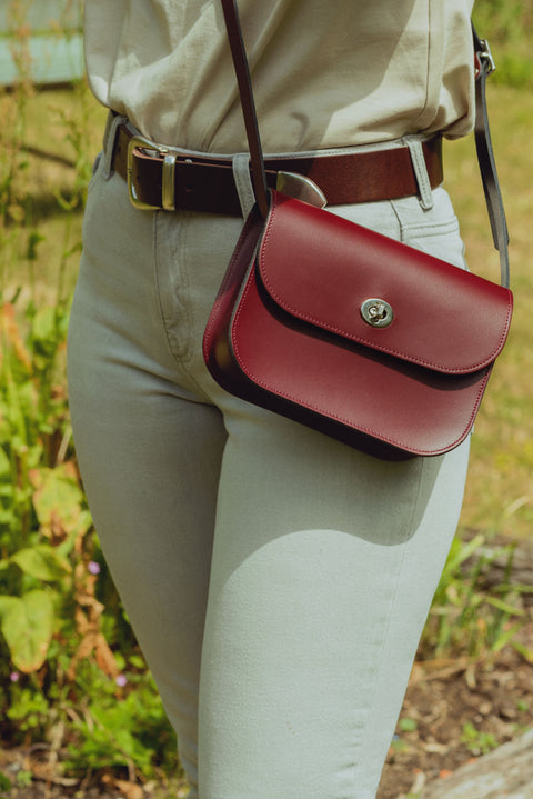 Burgundy Leather Shoulder Bag - Chroma