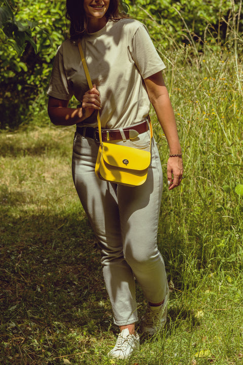 Yellow Leather Shoulder Bag - Chroma