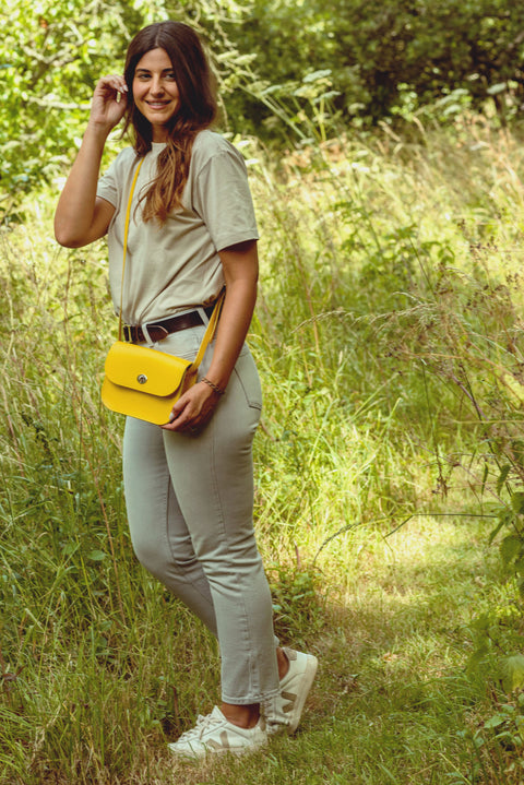 Yellow Leather Shoulder Bag - Chroma