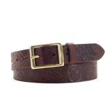 Rose and Leaf Tooled 1 1/4" Brown Classic Belt