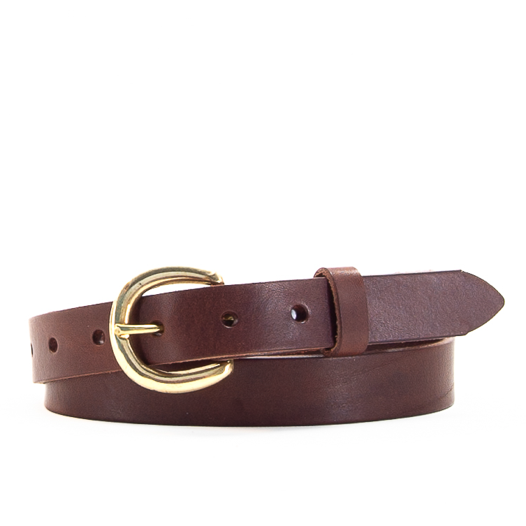 Village Leathers Narrow Brown Leather Belt Skinny Brown Belt