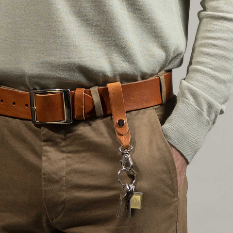 Belt Loop Tan Leather Key Ring