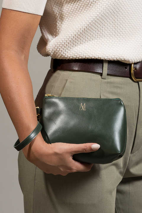 Olive Green Leather Travel Bag - Roam