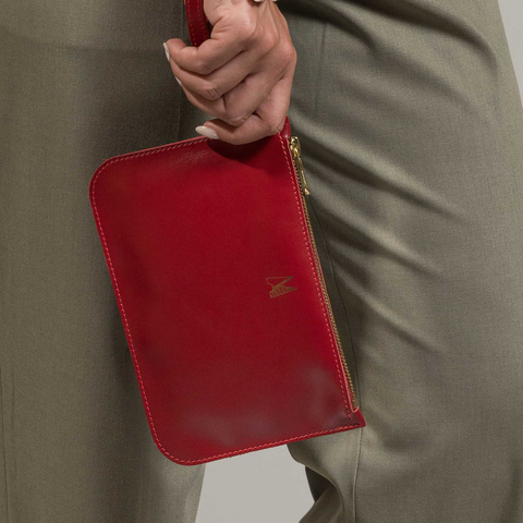 Red Leather Wristlet Bag - Roam