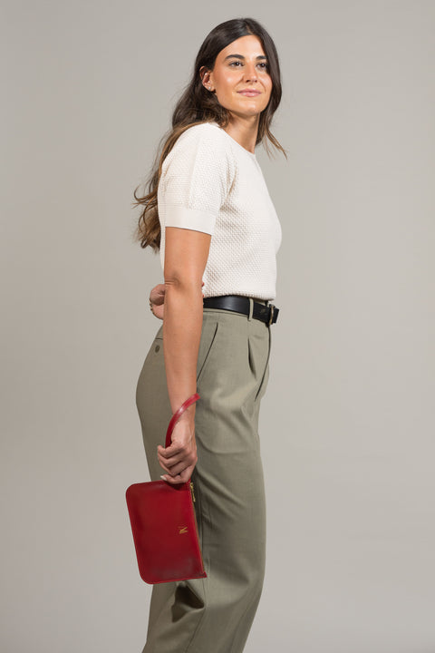 Red Leather Wristlet Bag - Roam