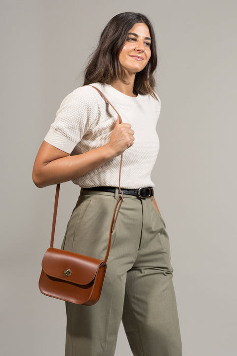 Tan Leather Shoulder Bag - Chroma