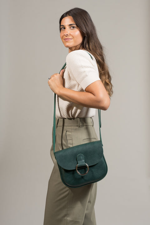 Mini-Belle Green Leather Crossbody Bag