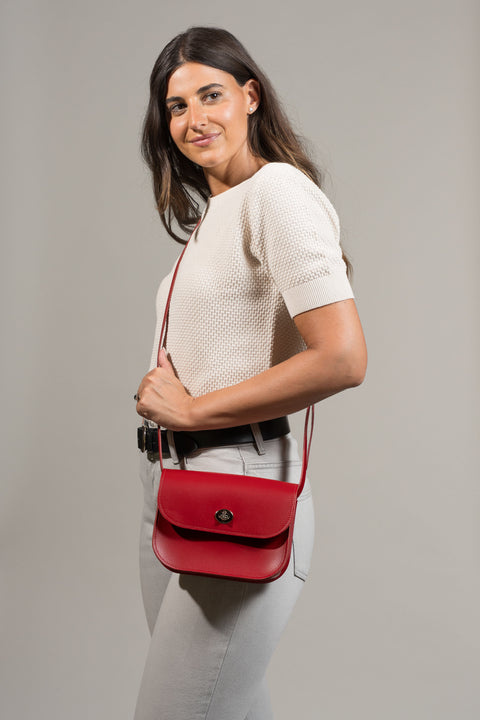 Red Leather Shoulder Bag - Chroma