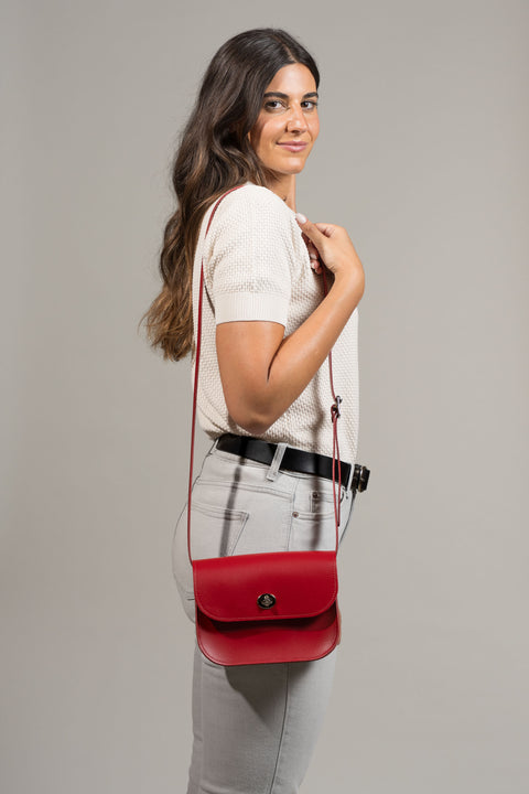 Red Leather Shoulder Bag - Chroma