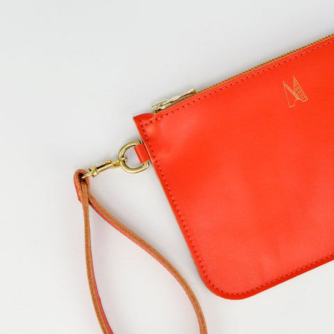 Tangerine Leather Wristlet Bag - Roam