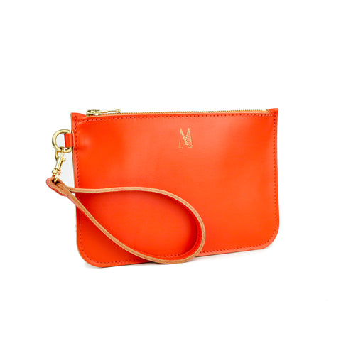 Tangerine Leather Wristlet Bag - Roam