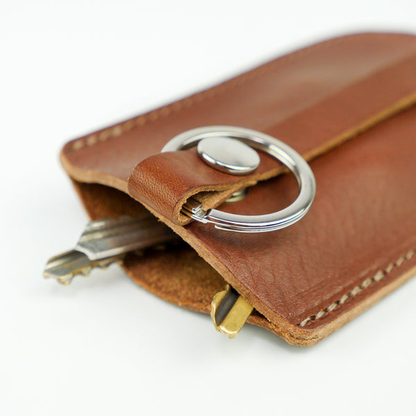 Leather key pouch Cashmere Beige