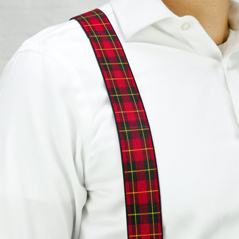 Red Tartan Mens Trouser Braces