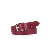 1 1/4" Classic Burgundy Leather Belt. Design classic with a sleek width.
