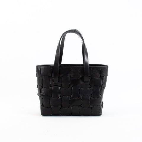 Kiwi Geometric Black Leather Mini Shopper Bag