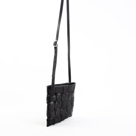 Chiku Geometric Black Leather Crossbody Bag
