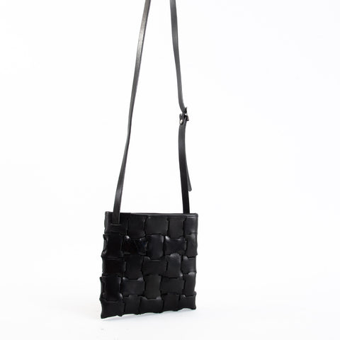 Chiku Geometric Black Leather Crossbody Bag