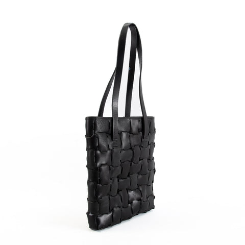 Pomelo Geometric Black Leather Book Bag