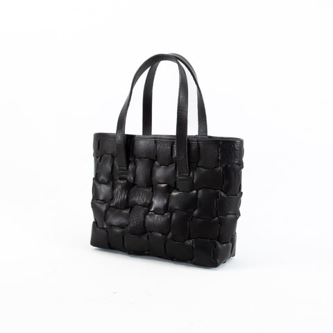 Kiwi Geometric Black Leather Mini Shopper Bag