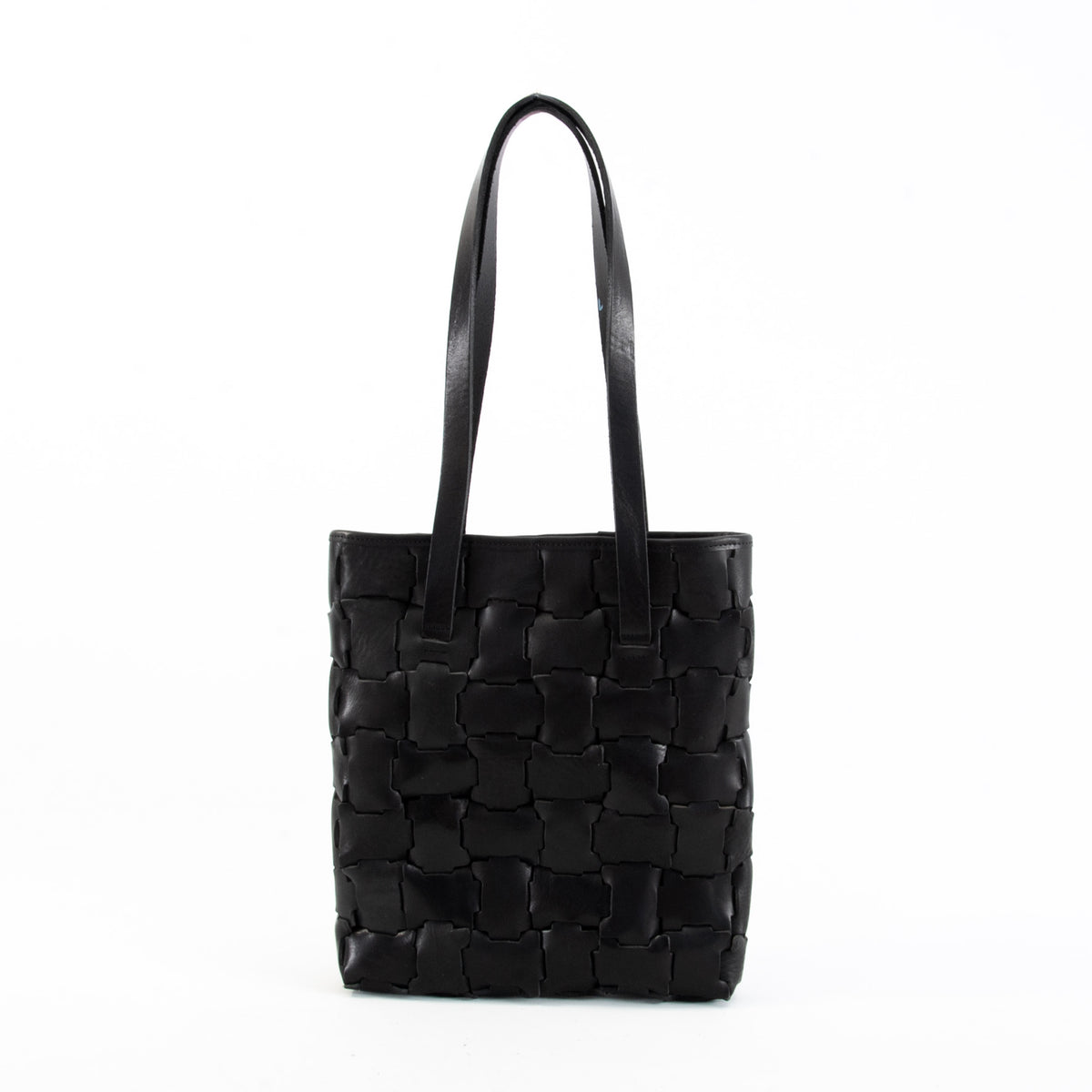 Pomelo Geometric Black Leather Book Bag