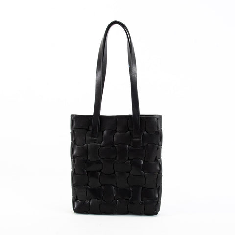 Pomelo Geometric Black Leather Book Bag