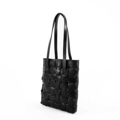 Pomelo Geometric Black Leather Book Bag