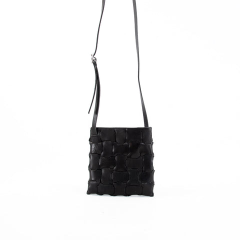 Chiku Geometric Black Leather Crossbody Bag