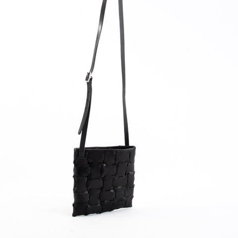 Chiku Geometric Black Leather Crossbody Bag