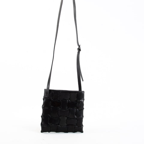 Chiku Geometric Black Leather Crossbody Bag