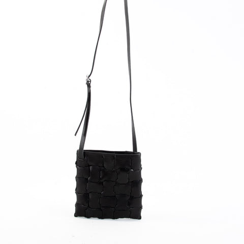 Chiku Geometric Black Leather Crossbody Bag