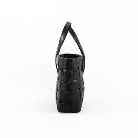 Kiwi Geometric Black Leather Mini Shopper Bag