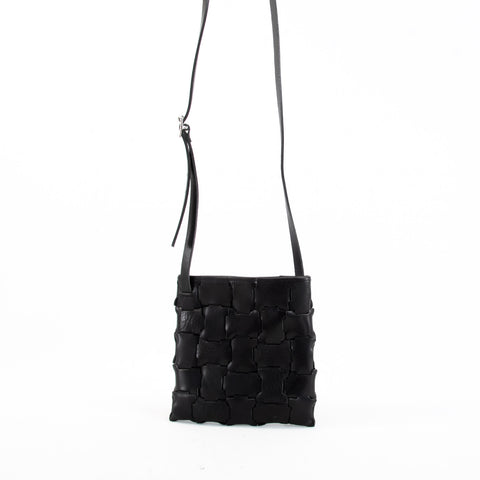 Chiku Geometric Black Leather Crossbody Bag