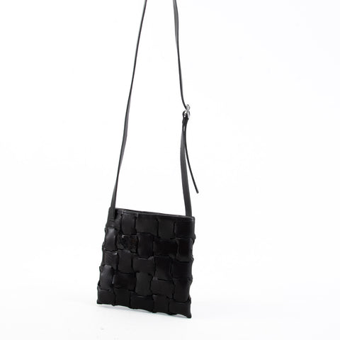 Chiku Geometric Black Leather Crossbody Bag