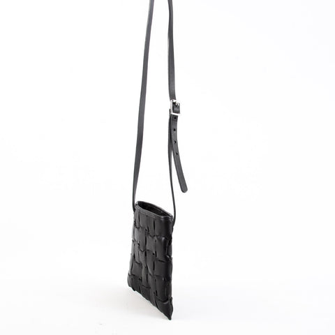 Chiku Geometric Black Leather Crossbody Bag