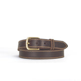Brown and Fawn 1 1/8" Stitched Leather Belt