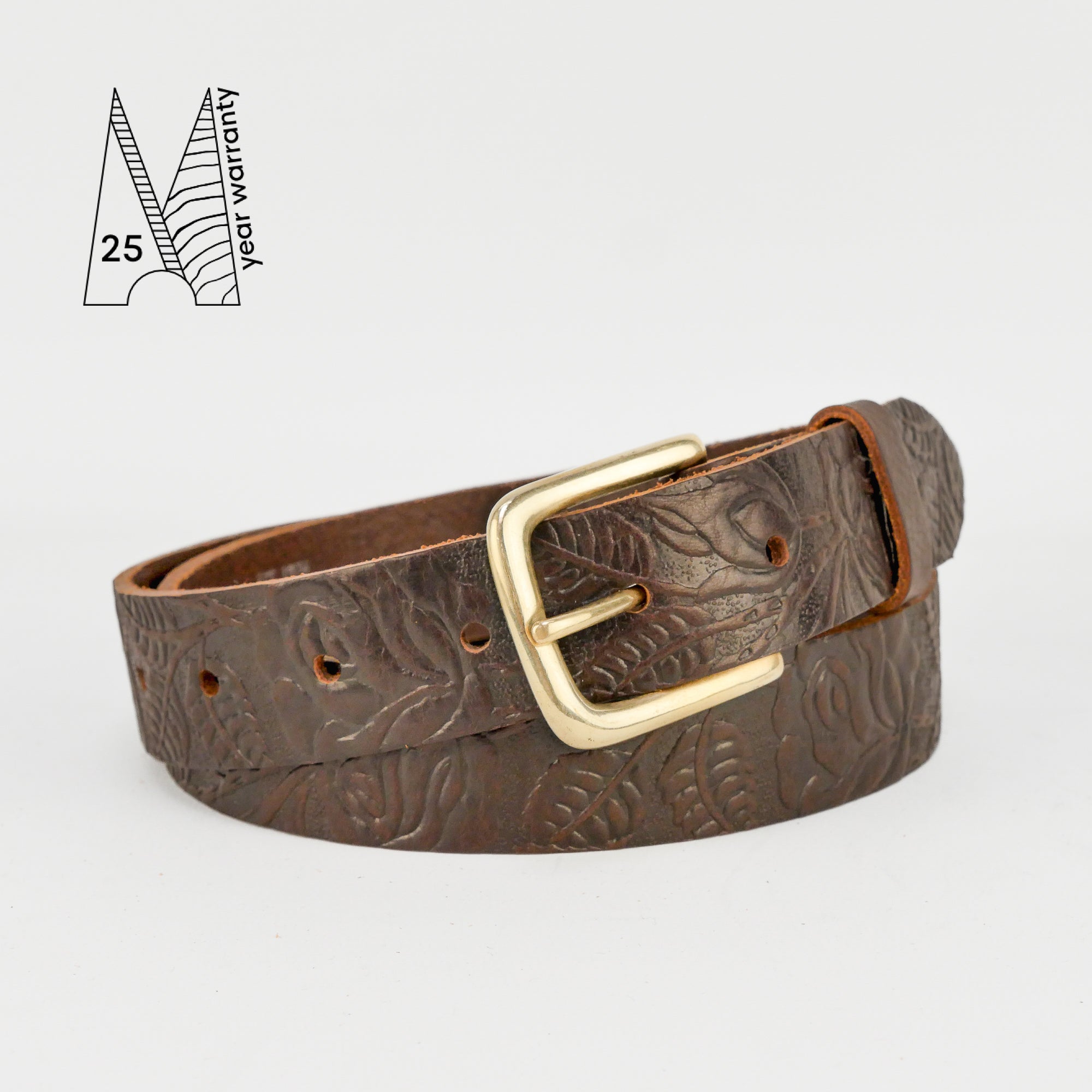 Rose and Leaf Tooled 1 1/4" Brown Classic Belt