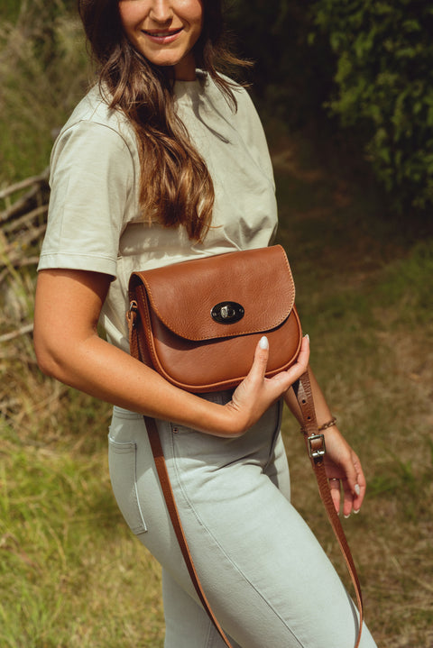 Darcy Tan Leather Shoulder Bag