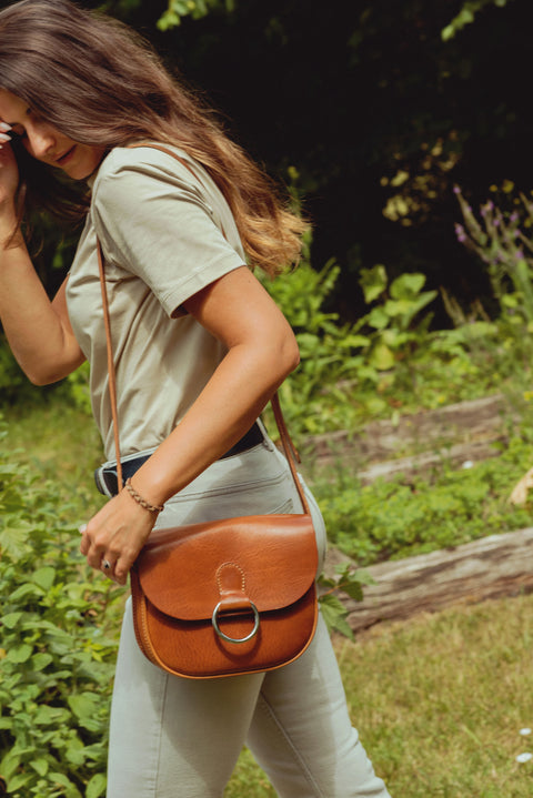 Mini-Belle Tan Leather Crossbody Bag