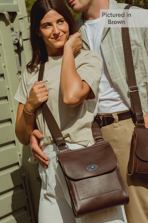 Navy Leather Turnlock Shoulder Bag