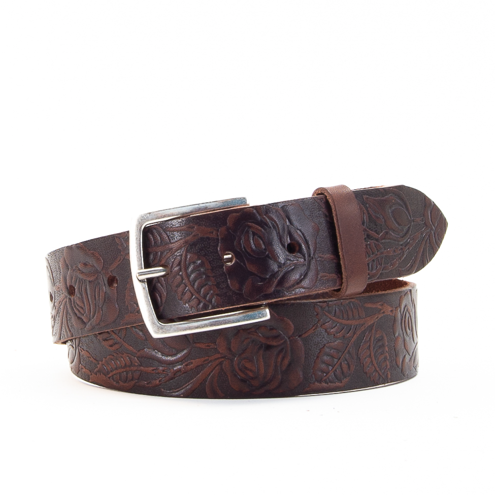Village Leathers | Handmade Tooled Brown Belt for Jeans  display picture 1